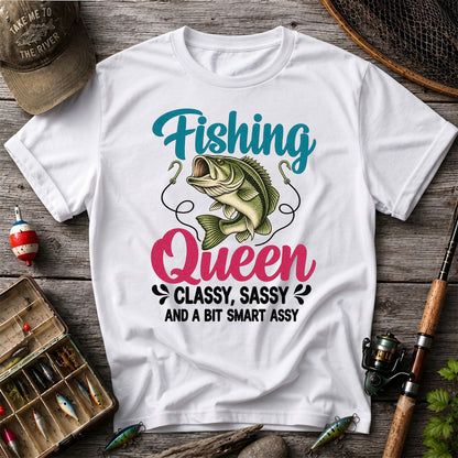 Fishing Queen Bass Funny Fishing Graphic T-Shirt