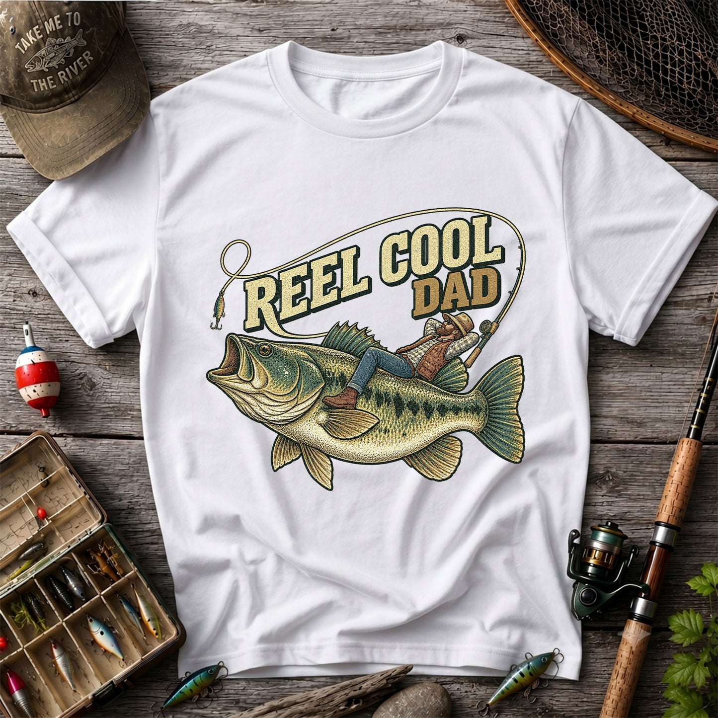 Reel Cool Dad Bass Fishing Father's Day T-Shirt