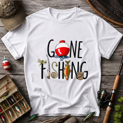 Gone Fishing Bobber Rod and Lure Graphic T-Shirt