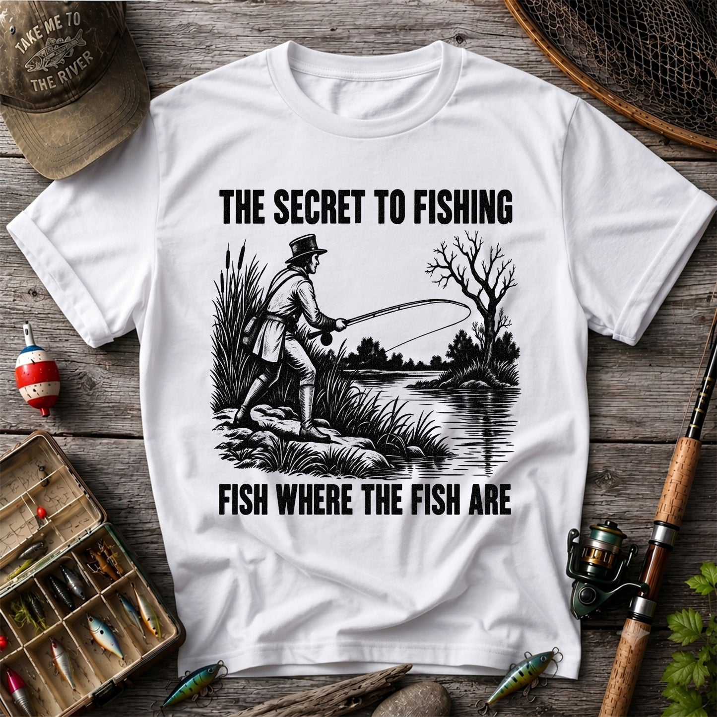The Secret to Fishing Fish Where the Fish Are Graphic T-Shirt