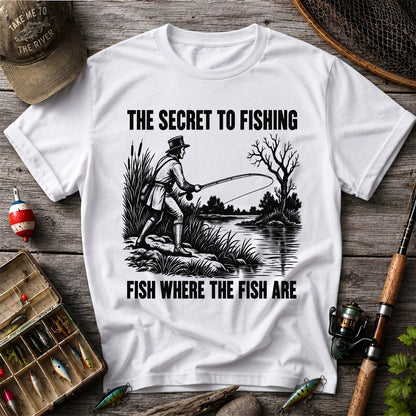 The Secret to Fishing Fish Where the Fish Are Graphic T-Shirt