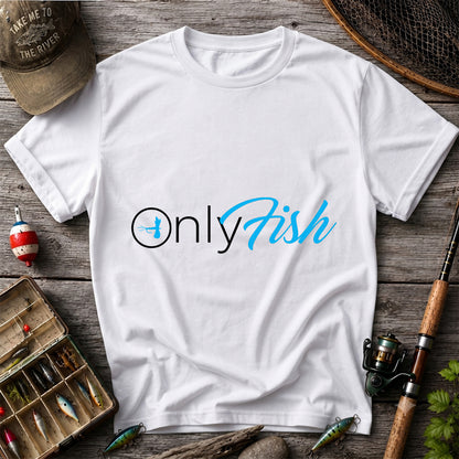 OnlyFish Fishing Hook Pun Minimalist Graphic T-Shirt