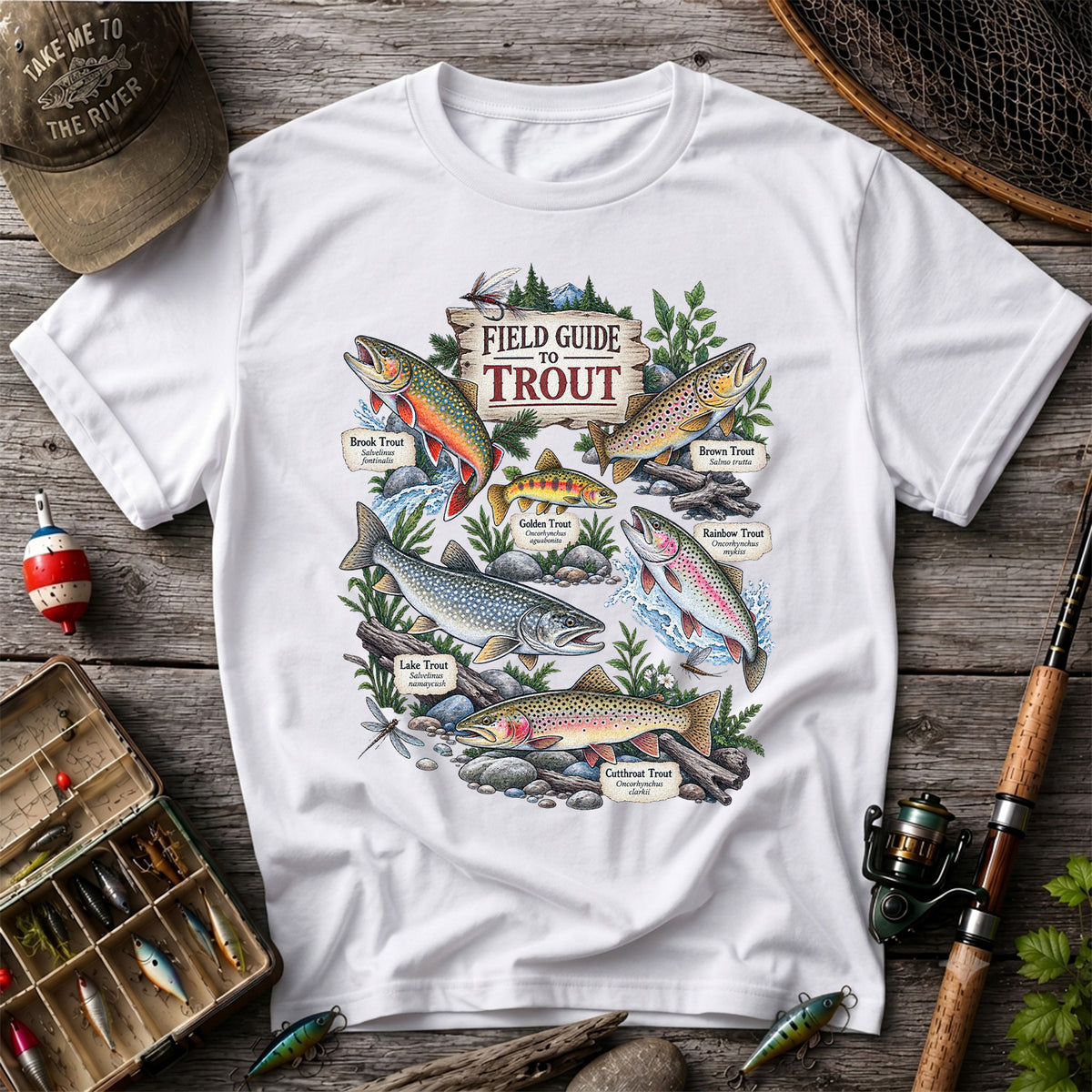 Field Guide to Trout Vintage Freshwater Fishing Graphic T-Shirt