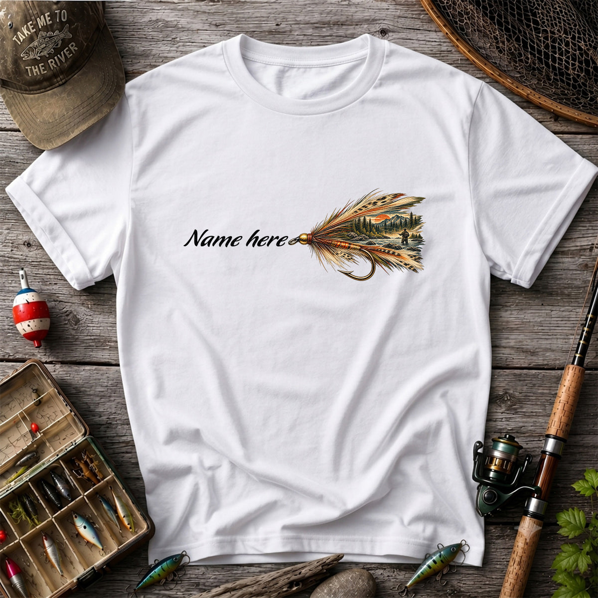 Personalized Fly Fishing Lure Name Graphic T-Shirt