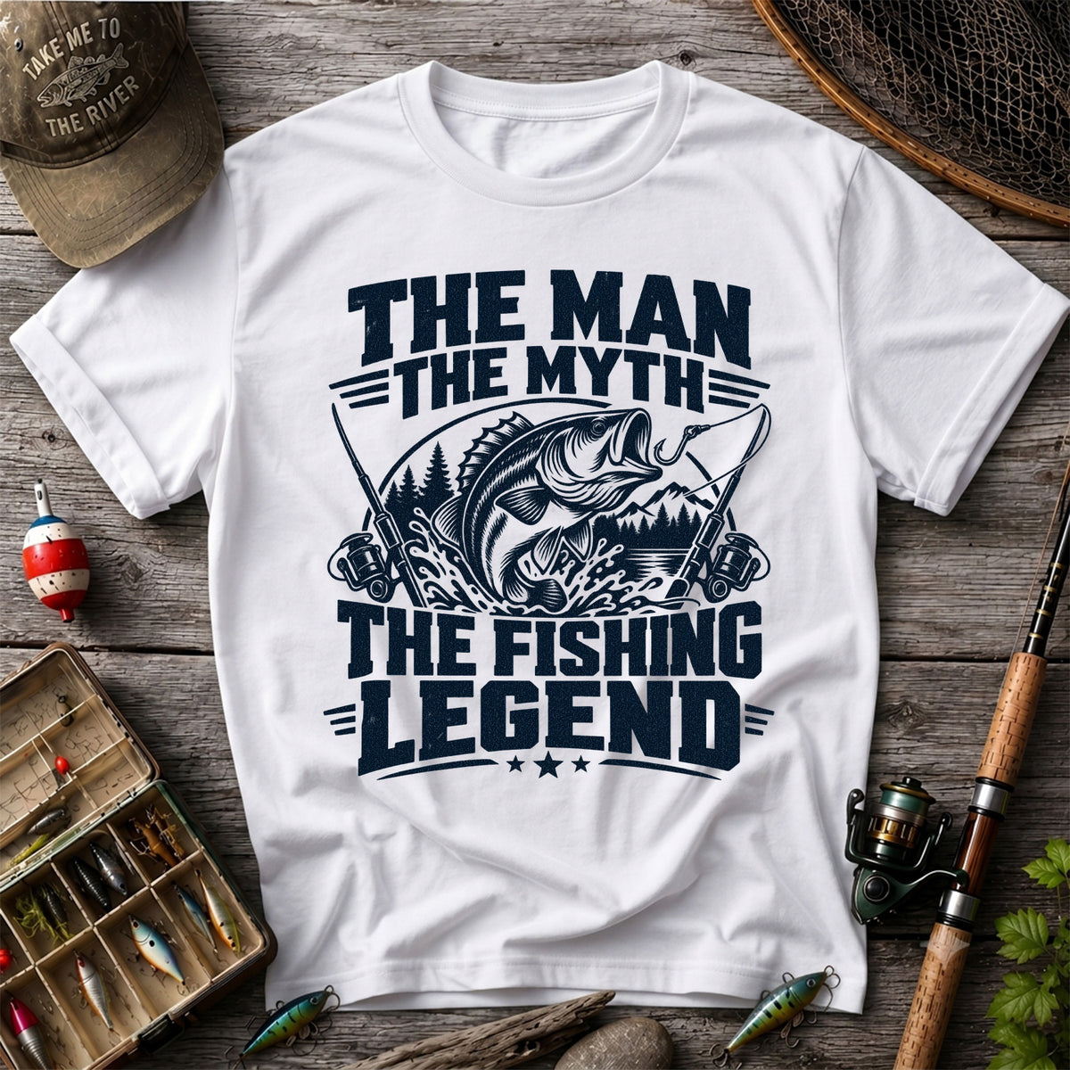 The Man The Myth The Fishing Legend Bass Graphic T-Shirt