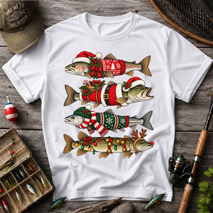 Christmas Fish Collection Festive Fishing Graphic T-Shirt