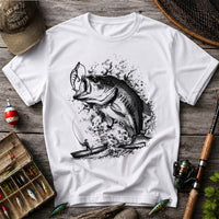 Largemouth Bass Striking Lure from Fishing Boat Graphic T-Shirt