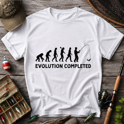 Evolution Completed Angler Silhouette Funny Fishing T-Shirt