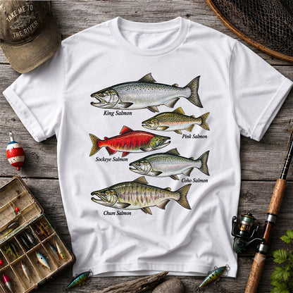 King Pink Sockeye Coho and Chum Salmon Fishing Graphic T-Shirt