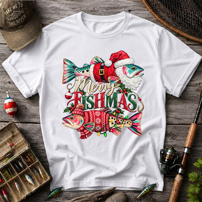 Merry Fishmas Santa Fish Christmas Fishing Graphic T-Shirt