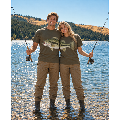 Matching Bass Fishing Couple T-Shirt, Gift for Him, Her