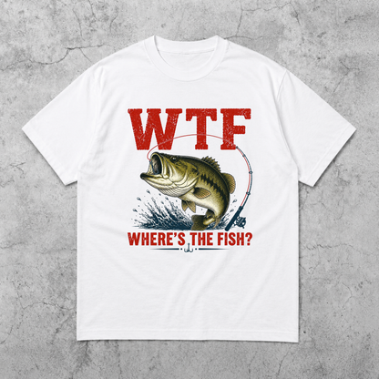 WTF Where’s The Fish Shirt, Largemouth Bass Fishing Tee