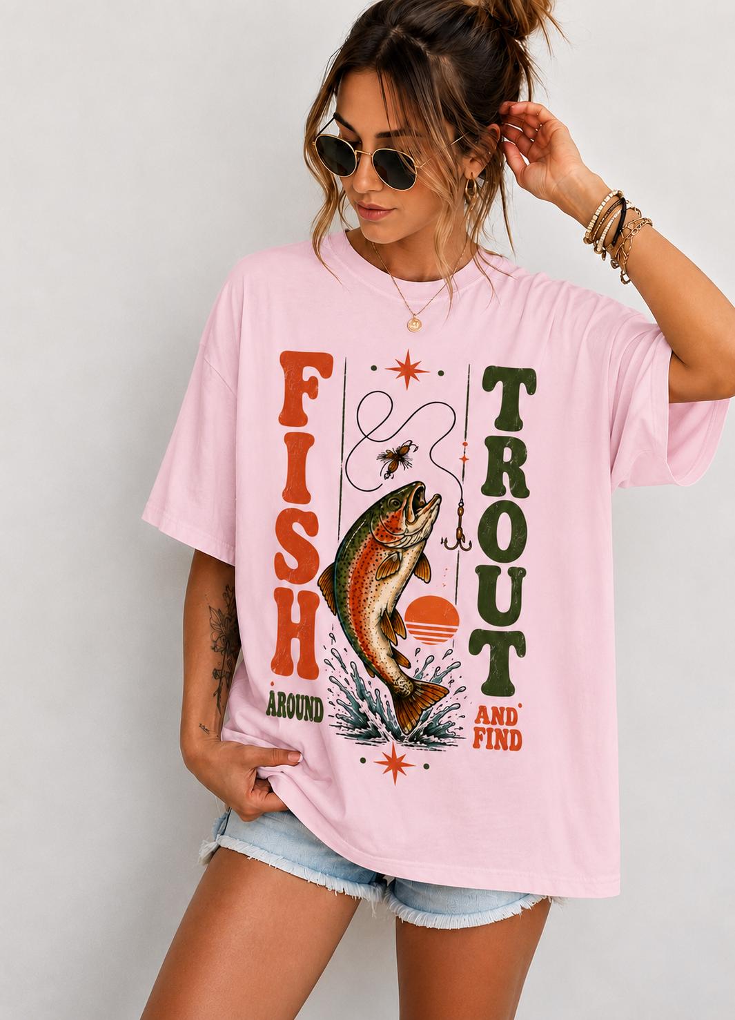 Retro Trout Fishing Graphic Tee
