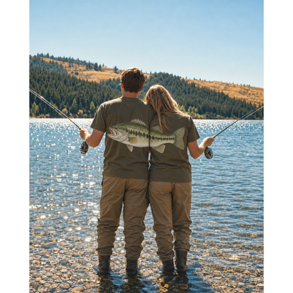 Matching Bass Fishing Couple T-Shirt, Gift for Him, Her
