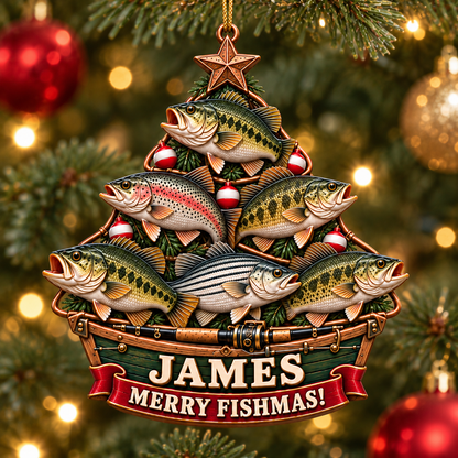 Custom Fishing Christmas Tree Ornament, Xmas Gift for Fisherman
