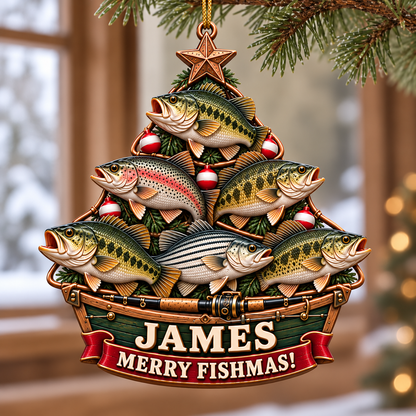 Custom Fishing Christmas Tree Ornament, Xmas Gift for Fisherman