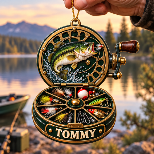 Custom Fishing Reel Acrylic Ornament, Xmas Gift for Fisherman