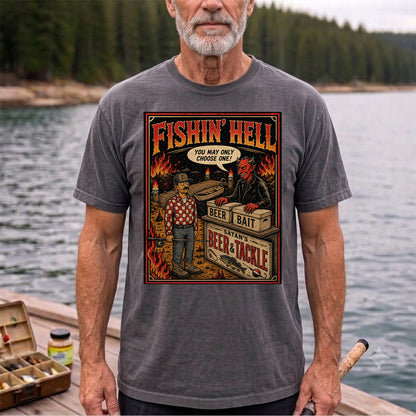 Fishin' Hell Beer & Tackle Funny Fishing T-Shirt