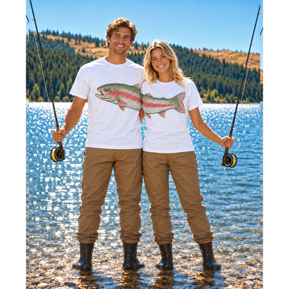 Matching Rainbow Trout Fishing Couple T-Shirt, Gift for Him, Her