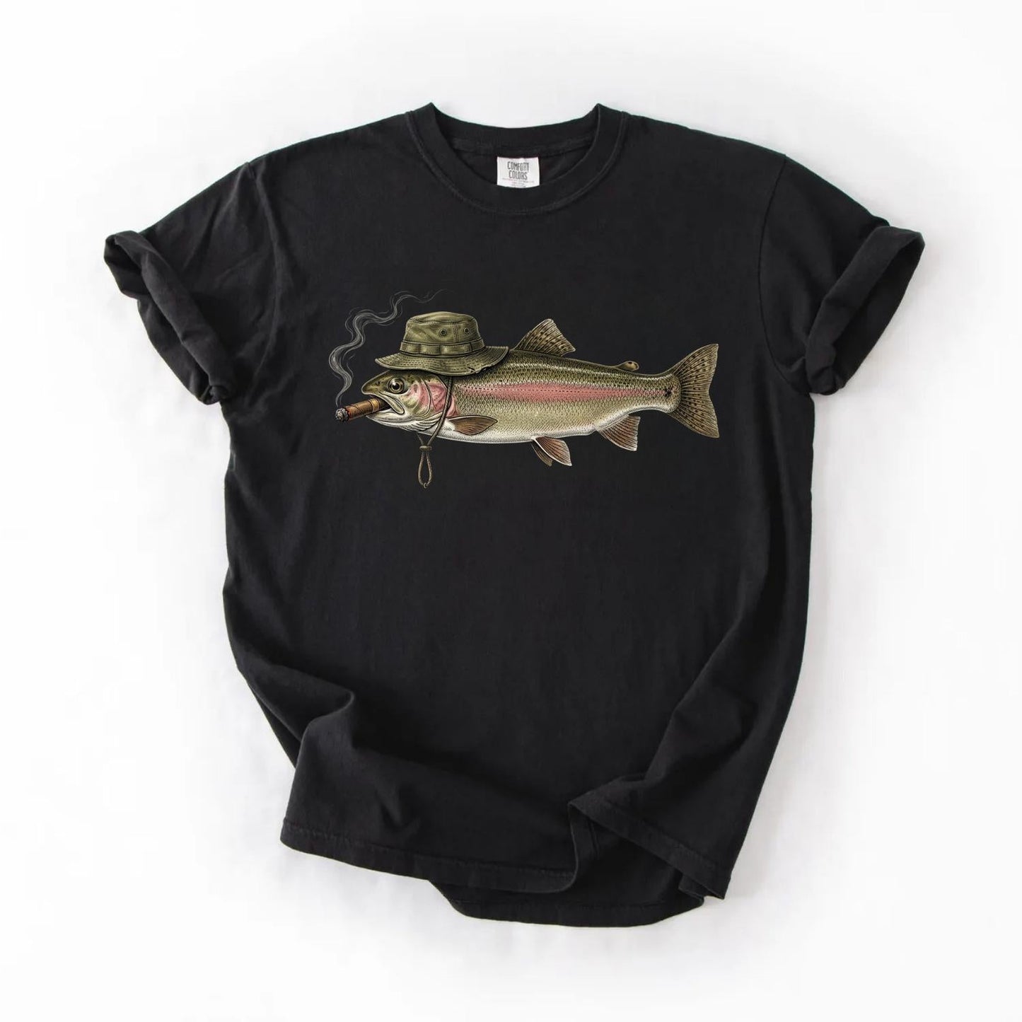 Vintage Smoking Hat Angler Fishing Shirt
