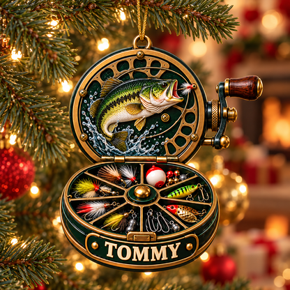 Custom Fishing Reel Acrylic Ornament, Xmas Gift for Fisherman