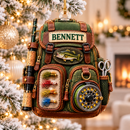 Personalized Fishing Tool Bag Ornament, Christmas Gift for Fisherman