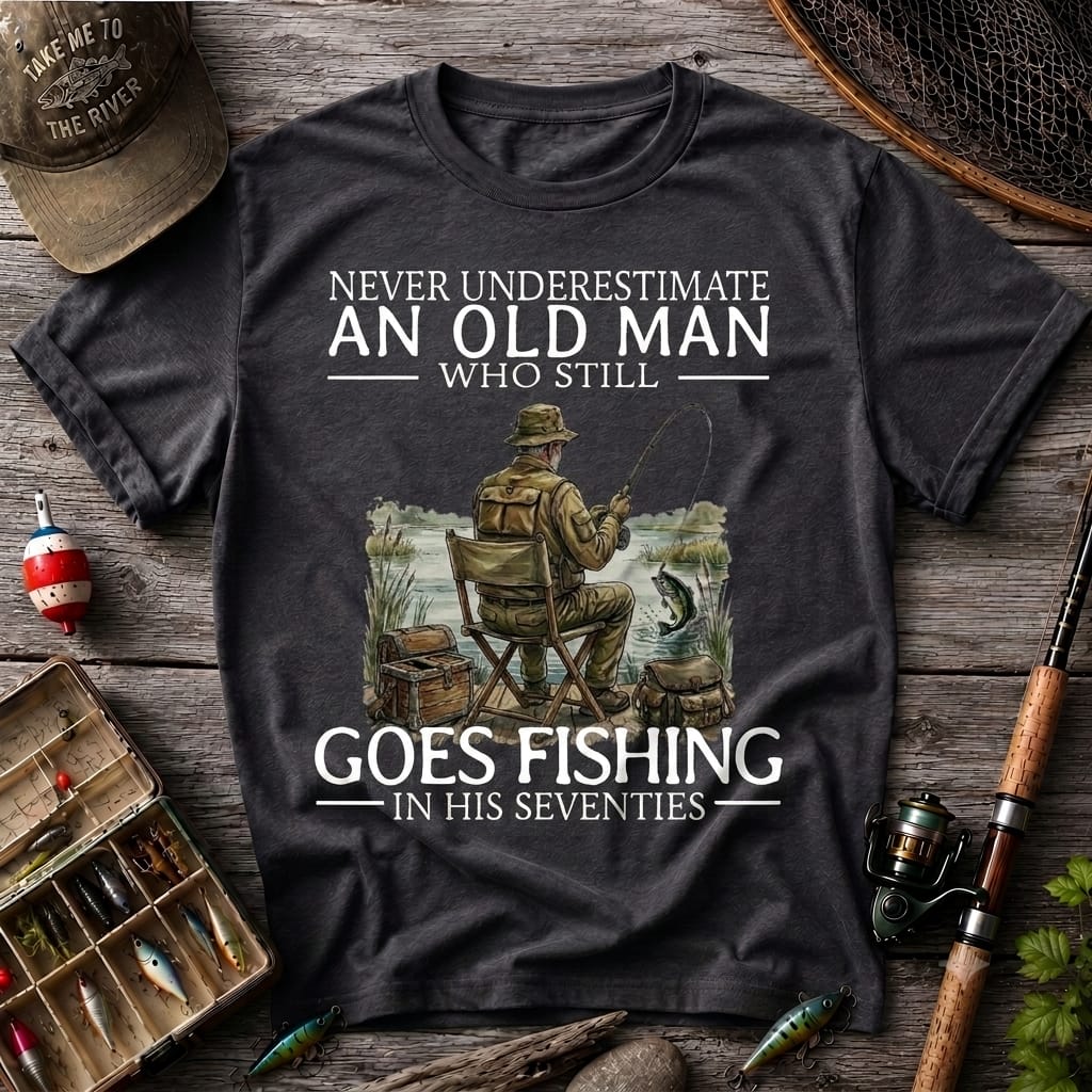 Never Underestimate An Old Man Fishing T Shirt