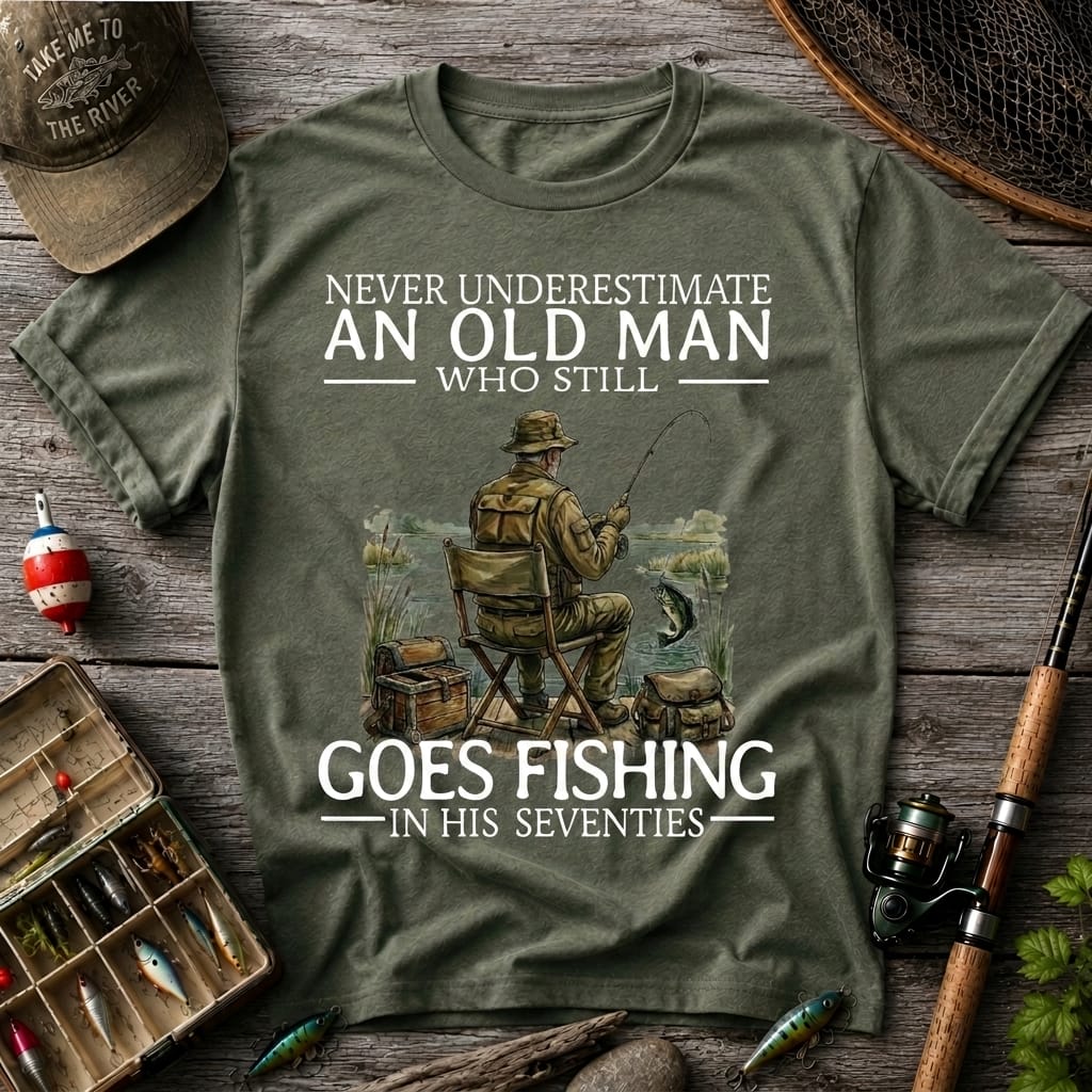Never Underestimate An Old Man Fishing T Shirt