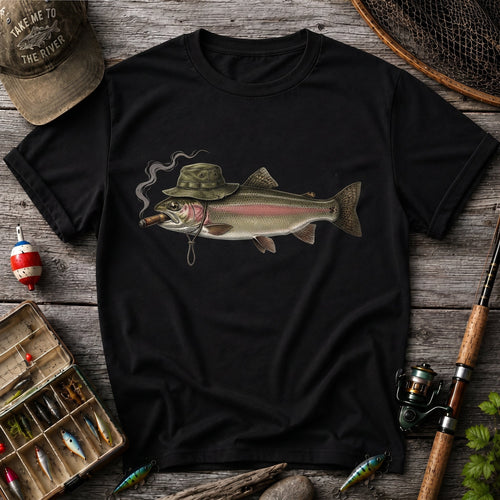 Vintage Smoking Hat Angler Fishing Shirt