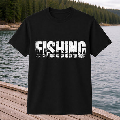 Fishing Lake Angler Vintage Graphic T-Shirt