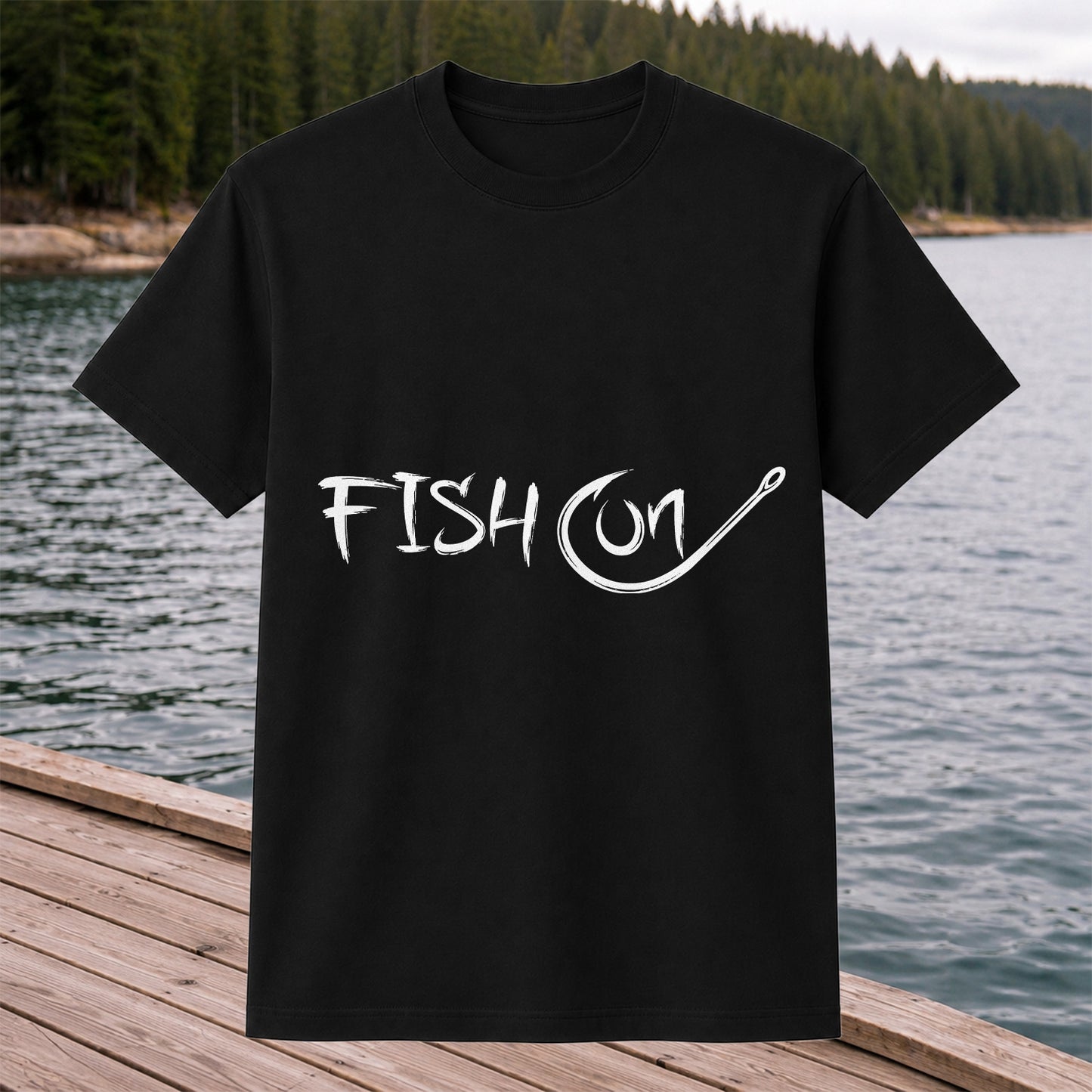 Fish On Fishing Hook Minimalist Graphic T-Shirt