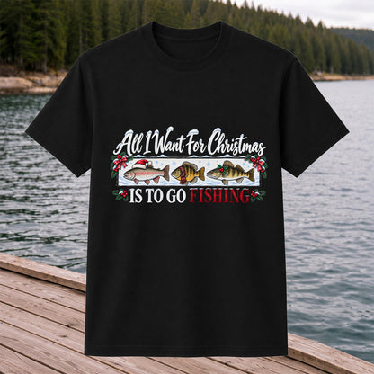 Christmas Freshwater Fish Fishing Graphic T-Shirt