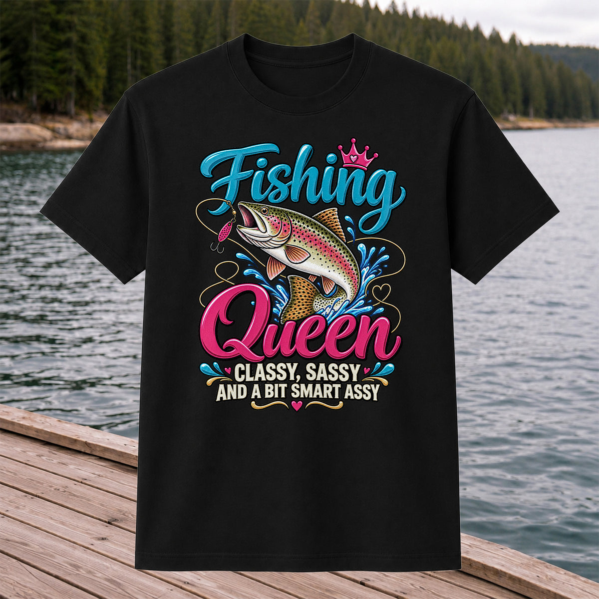 Fishing Queen Classy Sassy and a Bit Smart Assy Rainbow Trout T-Shirt