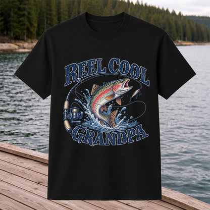 Reel Cool Grandpa Trout Fishing Graphic T-Shirt
