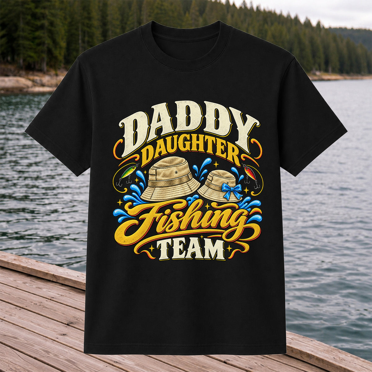 Dad Daughter Fishing Team Family Fishing Graphic T-Shirt