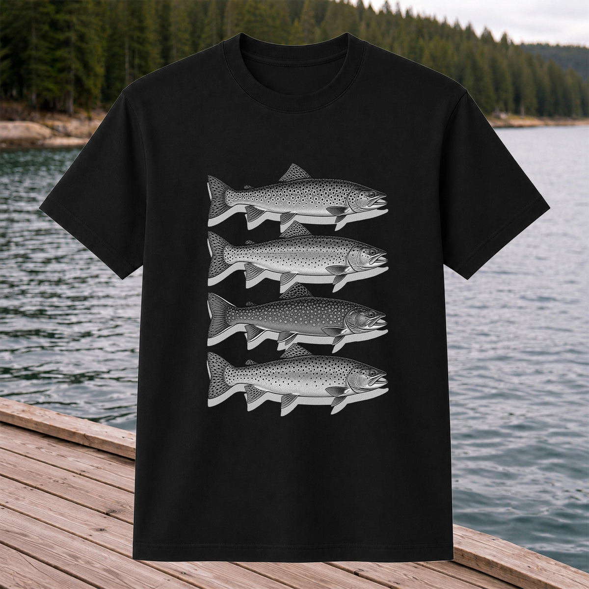 Vintage Trout Collection Freshwater Fishing Graphic T-Shirt