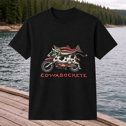 Cowasockeye Trout Motorcycle Funny Fishing Graphic T-Shirt