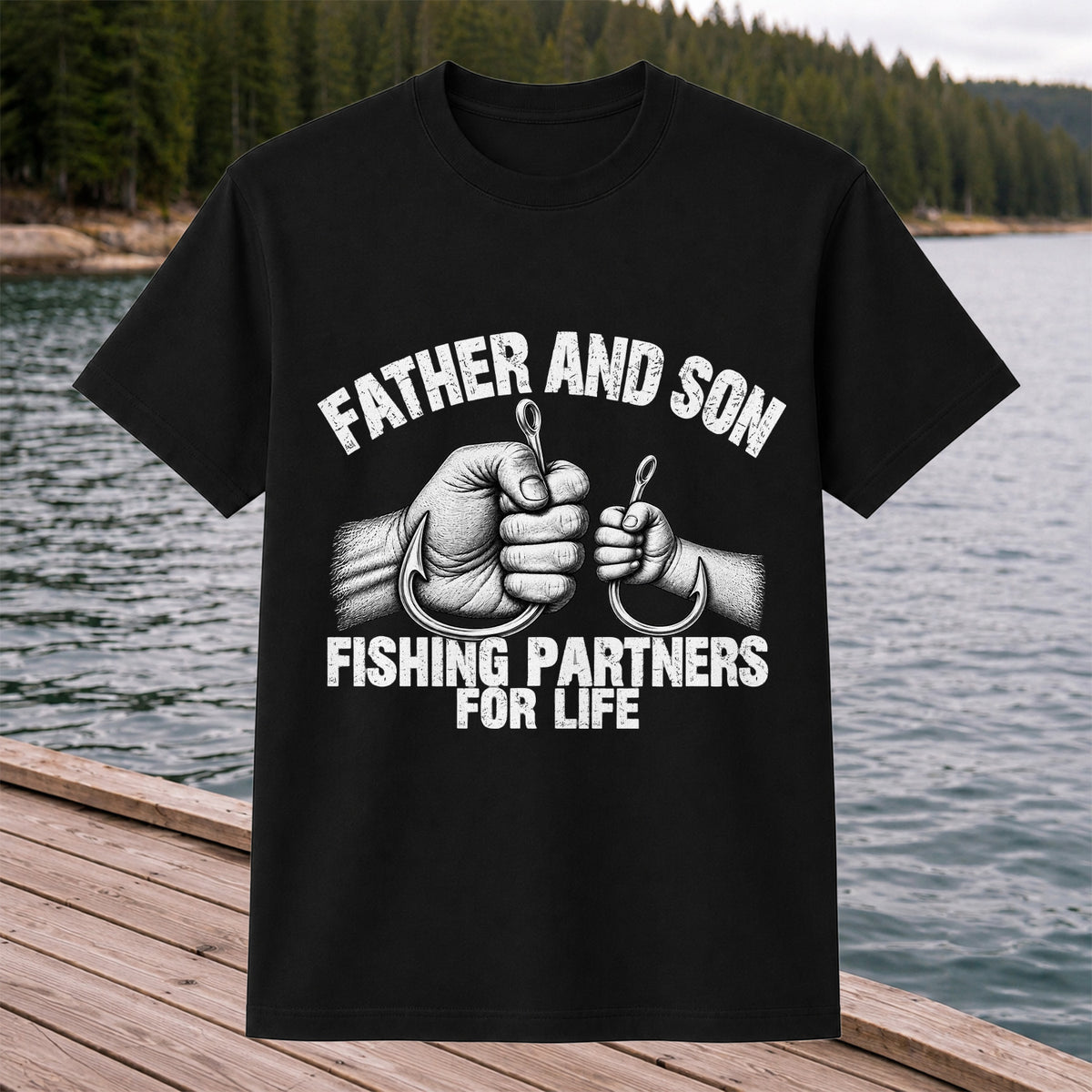 Father and Son Fishing Partners for Life Graphic T-Shirt