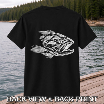 Fly Fishing Fish Design Graphic T-Shirt | Back Print