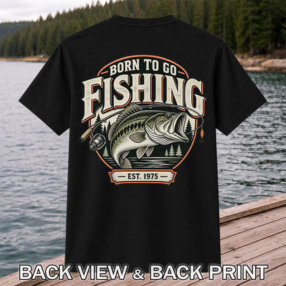 Born to Go Fishing Est. 1975 Vintage Bass Graphic T-Shirt | Back Print