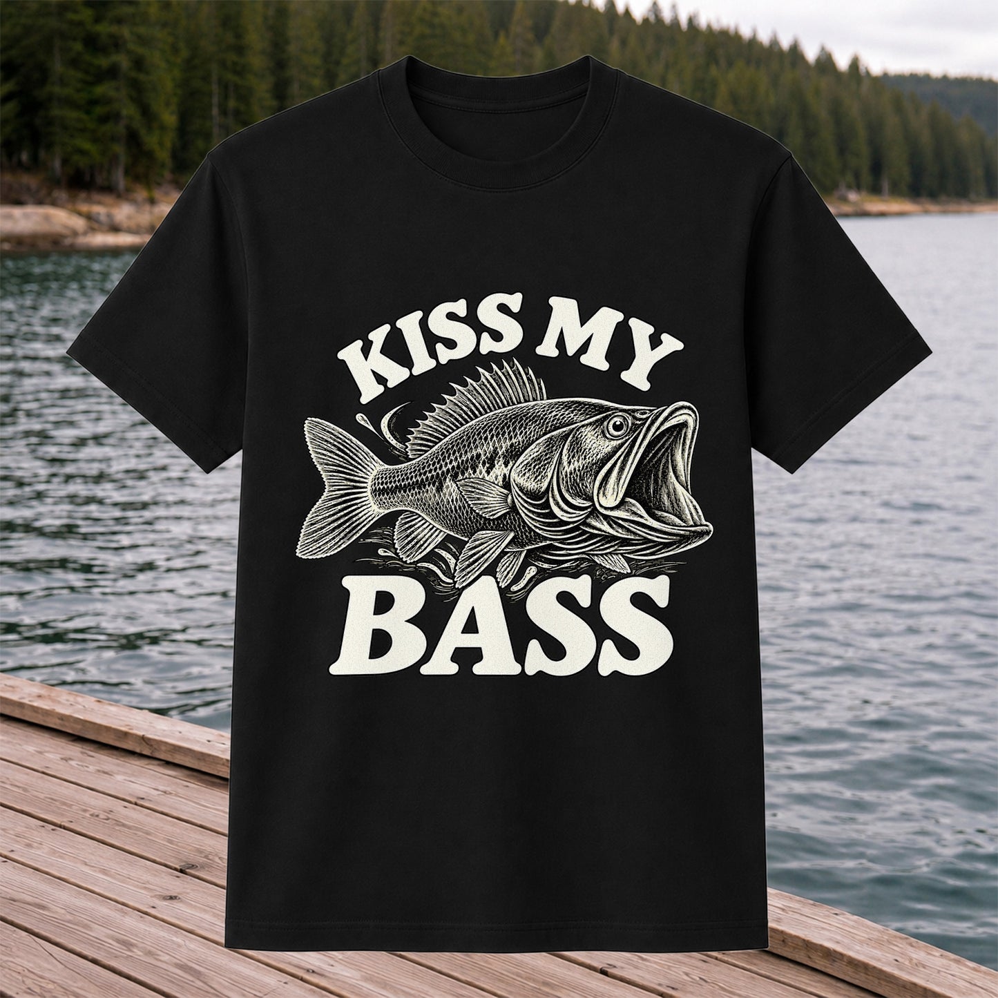Kiss My Bass Vintage Fish Funny Fishing T-Shirt