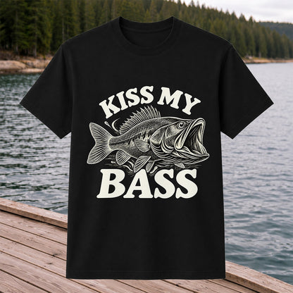 Kiss My Bass Vintage Fish Funny Fishing T-Shirt