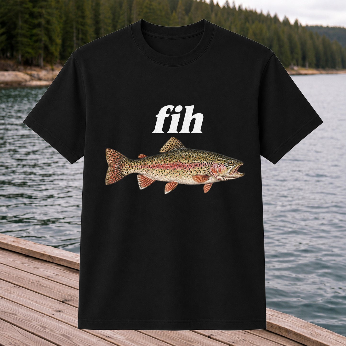 Fih Rainbow Trout Minimalist Fishing Graphic T-Shirt