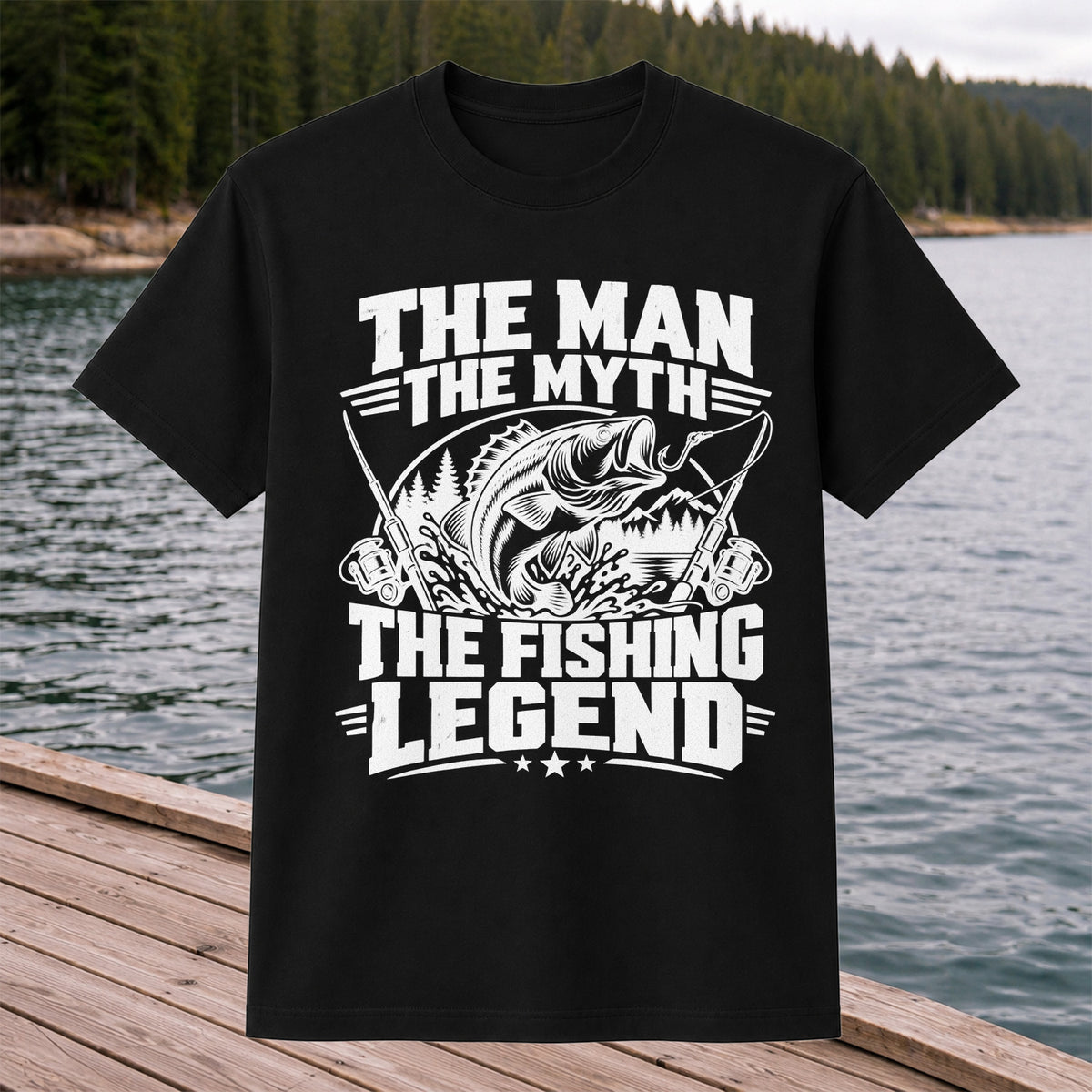 The Man The Myth The Fishing Legend Bass Graphic T-Shirt