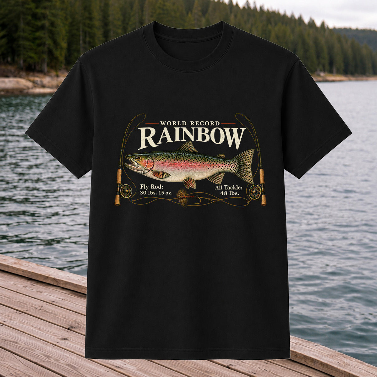 World Record Rainbow Trout Fly Fishing Graphic T-Shirt