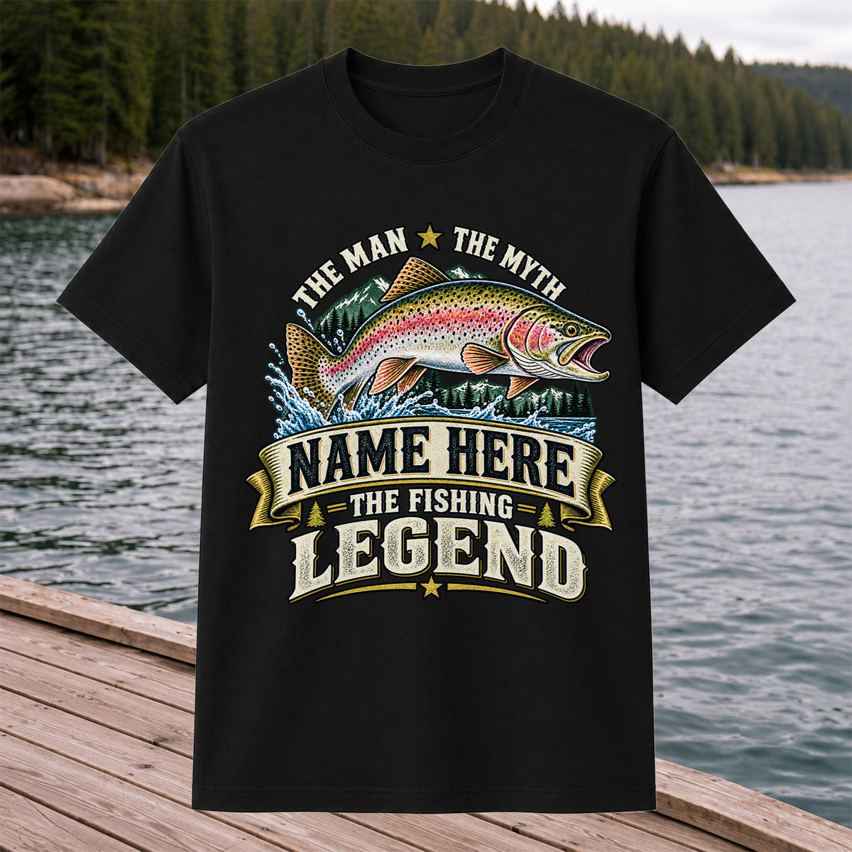 Personalized The Man The Myth The Fishing Legend Rainbow Trout T-Shirt