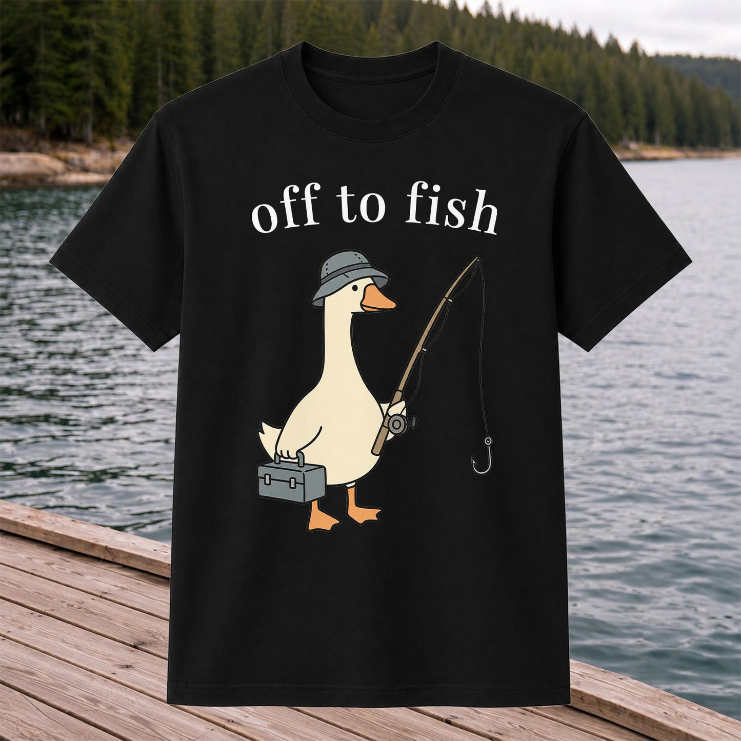 Off To Fish T-Shirt Funny Goose Fishing Shirt Vintage Angler Tee