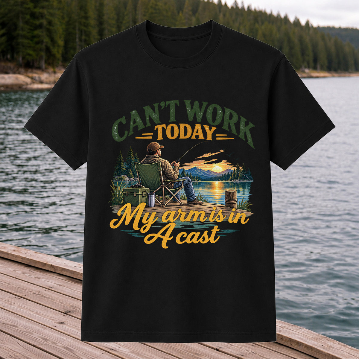 Can't Work Today My Arm Is in a Cast Fishing T-Shirt