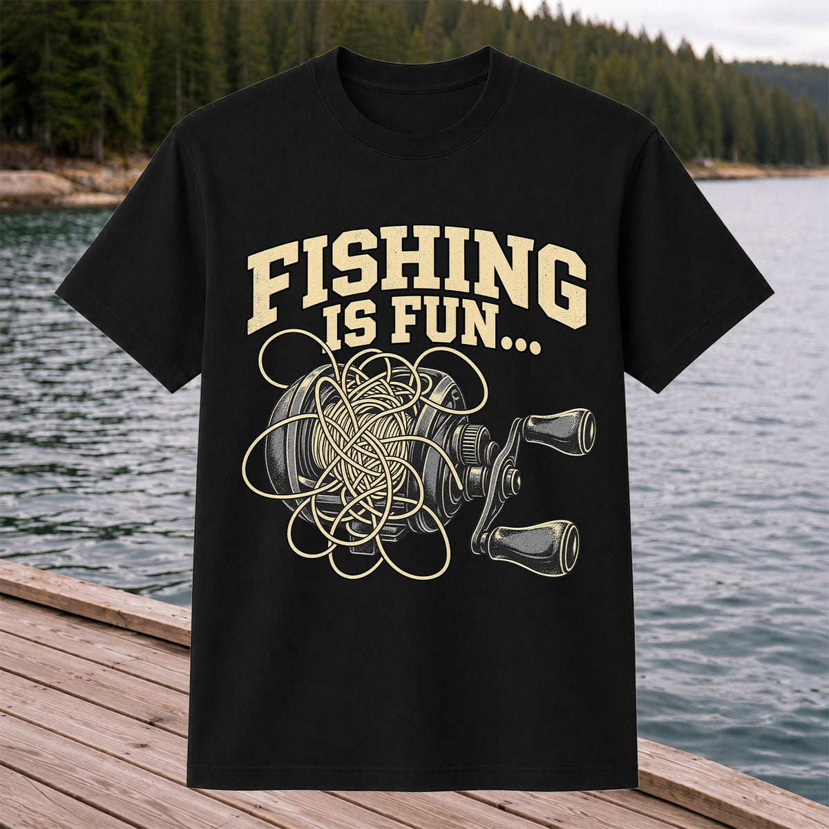 Fishing Is Fun Tangled Baitcasting Reel Funny Fishing T-Shirt