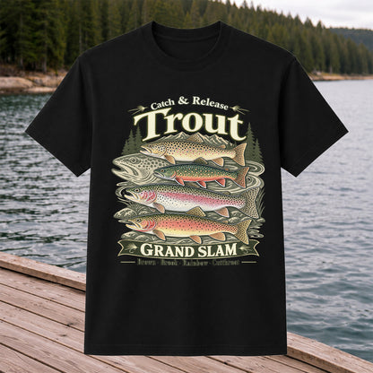 Catch and Release Trout Grand Slam Fishing Graphic T-Shirt